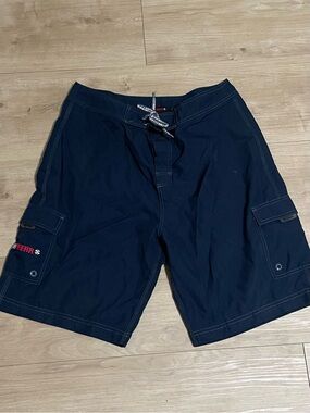 Vintage No Fear Men's Navy Swim Shorts size 34